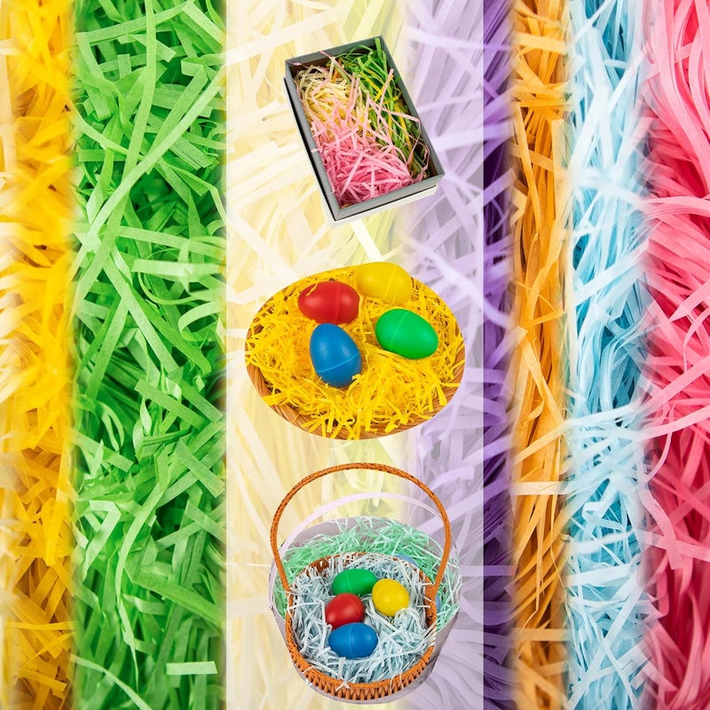 Kiddokids Colorful Easter Basket Grass, Crinkle Cut Paper Shred Gift Filler for Gift Weddings, Boxes Bags, Easter Hunt Basket Filling, Grass Stuffer, Party Decoration 225g (8oz) - Image 1